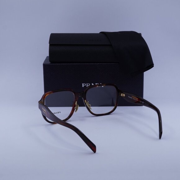 Prada PRB07VD 22A1O1 Square Eyeglasses - Poppy Tortoise/Bordeaux 56mm - Picture 3 of 9